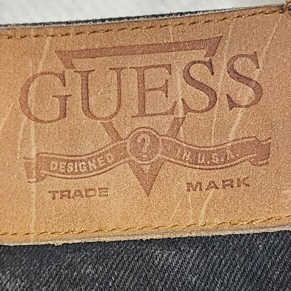 Guess Jeans Black Vintage Cotton Double Button Wide Leg Washed Jeans Size 32 XL - Picture 13 of 16